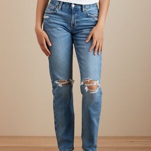 American Eagle Curvy Straight Blue Distressed Women Jeans